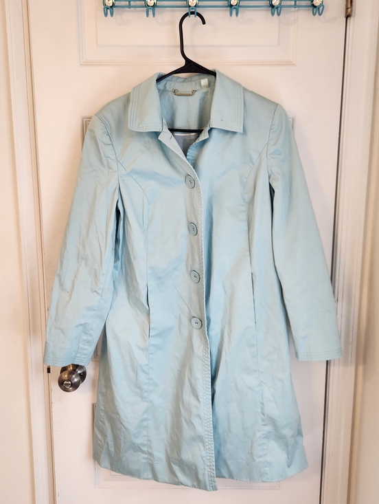 Jackets & Blazers - Womens Sigrid Olsen Button Down Pea Coat Light Blue Size Petite L #1171